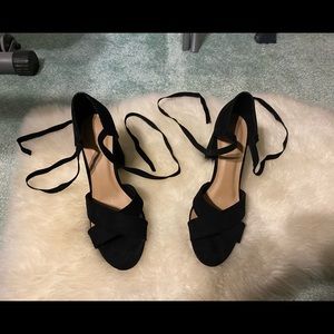 LOFT lace up suede heels